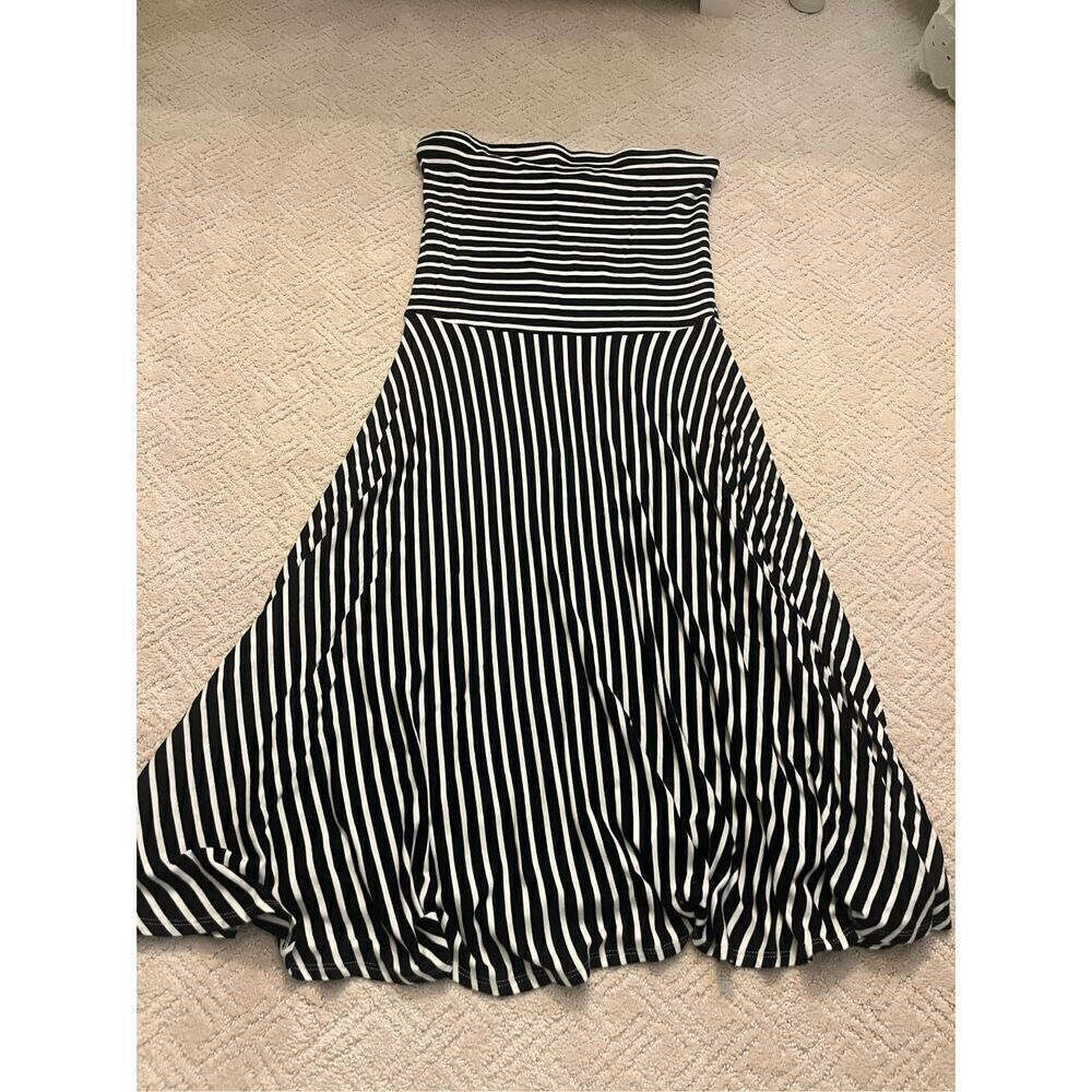 Felicity & Coco Black and White Strapless Midi Dress